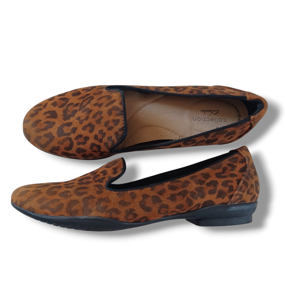 Clarks Collection Womens Flats Slip On Shoes Loafer Sara Poppy Leopard Size 5.5